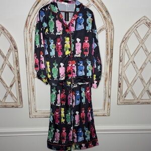 SHESHOW Queen Elizabeth II Rainbow Pajama Set- Sz Small NWT